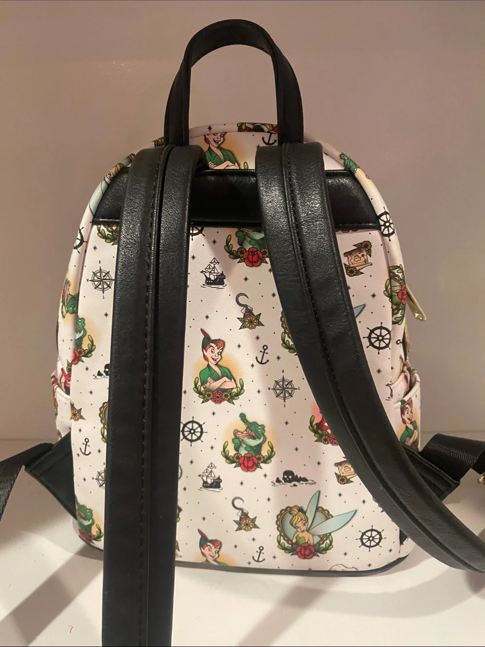 Loungefly White Disney Peter Pan Tattoo Print Mini Backpack